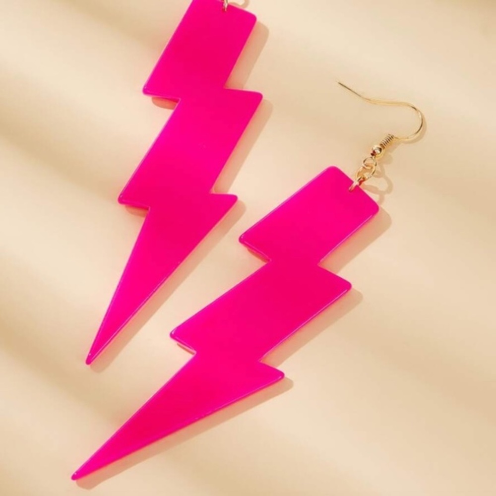 Pink Lightning Bolt Earrings